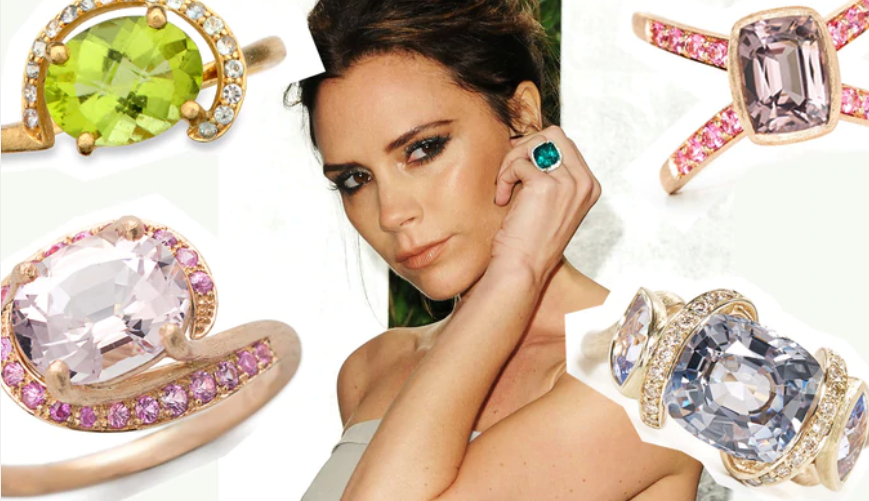 8 celebrity engagement rings with coloured gems