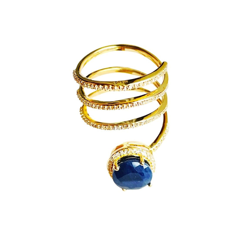 blue sapphire spiral ring